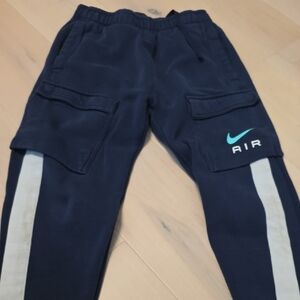 Nike Kids Navy Joggers with Gray Stripes